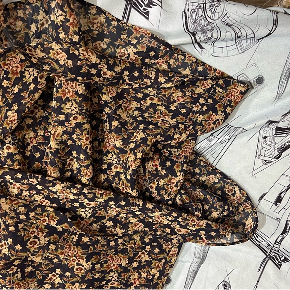 Vintage Express Navy Floral A-Line Skirt - Picture 7 of 8